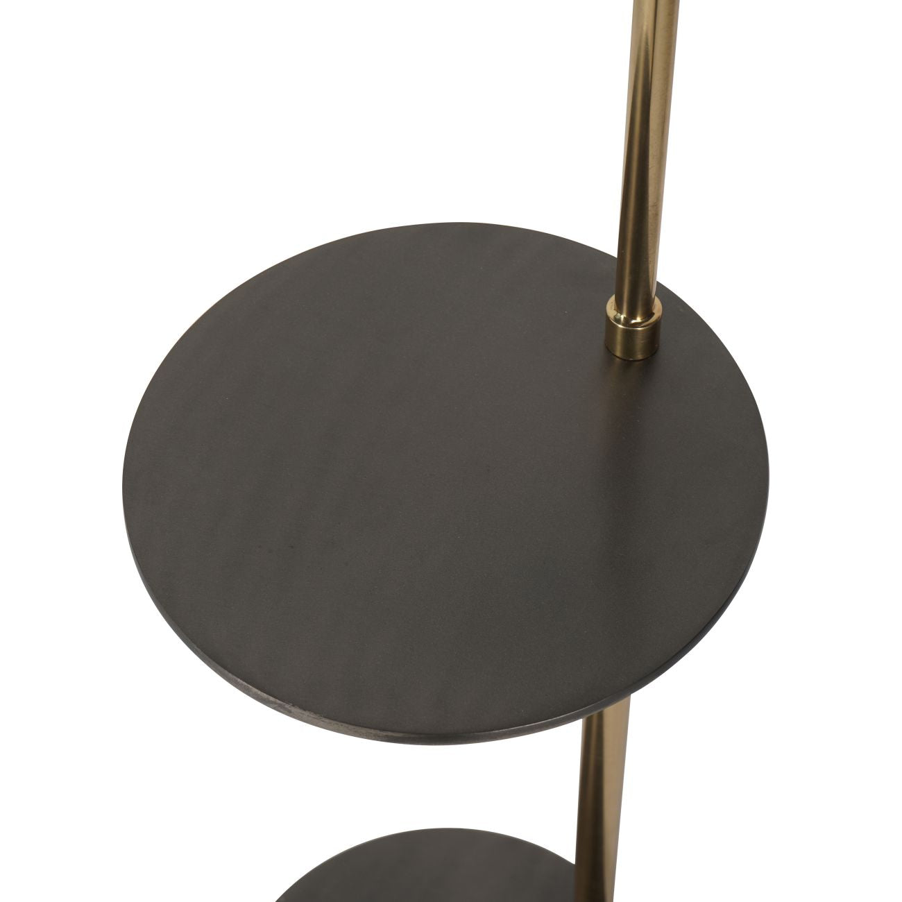 Amelie Satin Grey & Brass Floor Lamp with Table